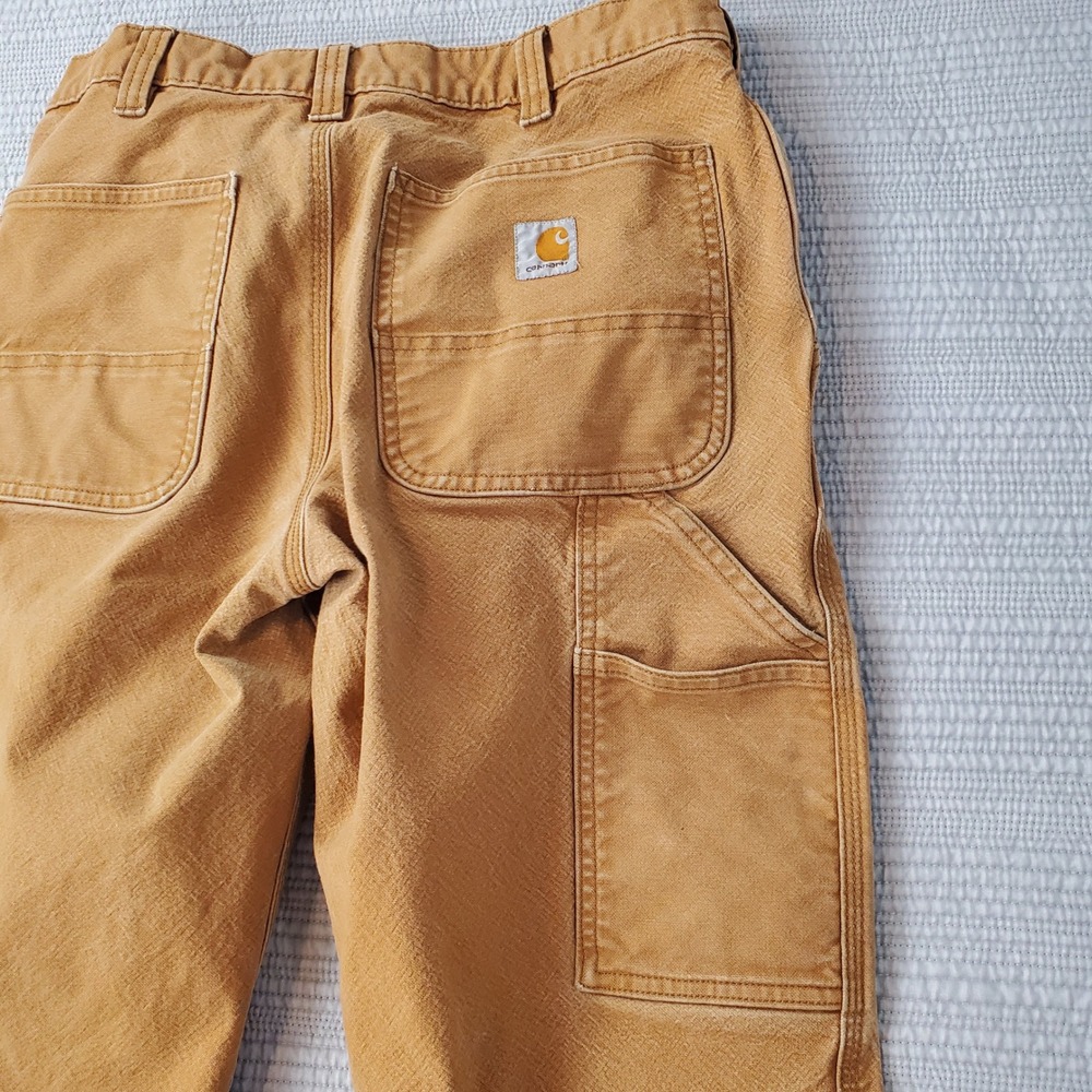 Carhartt Relaxed Fit Carpenter Pants Duck Brown Cotton Canvas 33x32 Mens - Picture 7 of 8